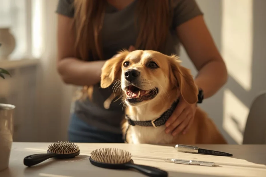 pet parent dog grooming at home with love and care